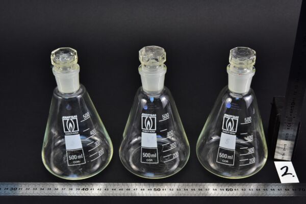 Háromdarabos JENA GLAS RASOTHERM üvegdugós Erlenmeyer-lombik-készlet, 500 ml – Nr. 2