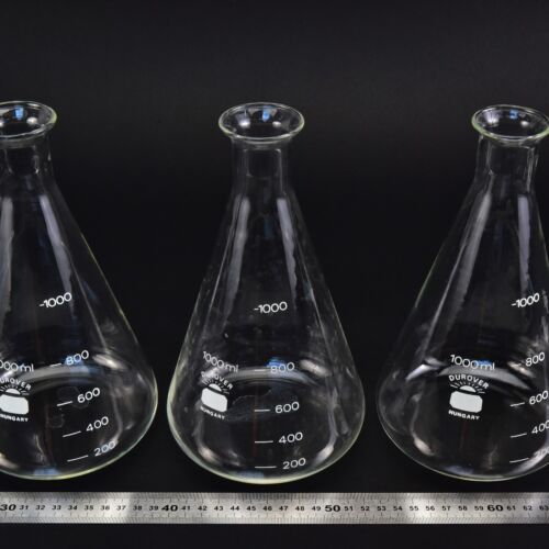 Háromdarabos DUROVER keskeny nyakú Erlenmeyer-lombik-készlet, 1000 ml – Nr. 2 Háromdarabos DUROVER keskeny nyakú Erlenmeyer-lombik-készlet, 1000 ml – Nr. 2