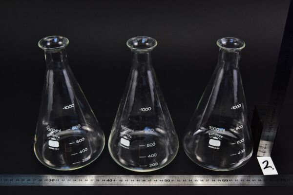 Háromdarabos DUROVER keskeny nyakú Erlenmeyer-lombik-készlet, 1000 ml – Nr. 2 Háromdarabos DUROVER keskeny nyakú Erlenmeyer-lombik-készlet, 1000 ml – Nr. 2