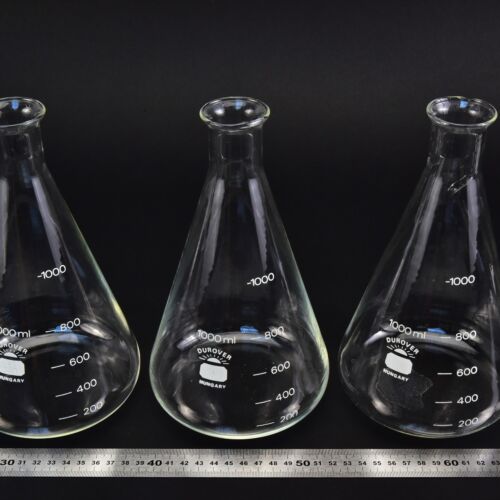 Háromdarabos DUROVER keskeny nyakú Erlenmeyer-lombik-készlet, 1000 ml – Nr. 3 Háromdarabos DUROVER keskeny nyakú Erlenmeyer-lombik-készlet, 1000 ml – Nr. 3