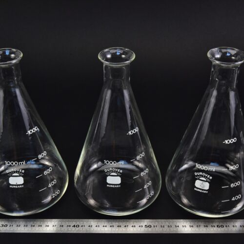Háromdarabos DUROVER keskeny nyakú Erlenmeyer-lombik-készlet, 1000 ml – Nr. 4 Háromdarabos DUROVER keskeny nyakú Erlenmeyer-lombik-készlet, 1000 ml – Nr. 4