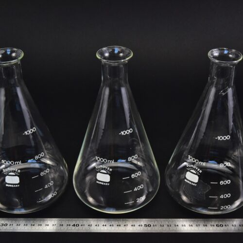Háromdarabos DUROVER keskeny nyakú Erlenmeyer-lombik-készlet, 1000 ml – Nr. 5 Háromdarabos DUROVER keskeny nyakú Erlenmeyer-lombik-készlet, 1000 ml – Nr. 5