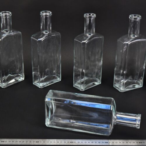 Set of five flat glass petrol bottles – No. 1 Set of five flat glass petrol bottles – No. 1