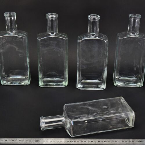 Set of five flat glass petrol bottles – No. 2 Set of five flat glass petrol bottles – No. 2
