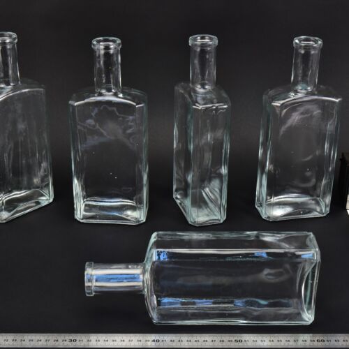 Set of five flat glass petrol bottles – No. 4 Set of five flat glass petrol bottles – No. 4