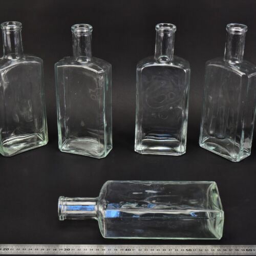 Set of five flat glass petrol bottles – No. 6 Set of five flat glass petrol bottles – No. 6
