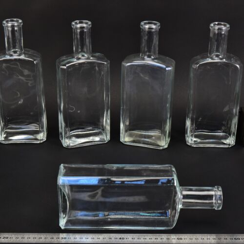 Set of five flat glass petrol bottles – No. 12 Set of five flat glass petrol bottles – No. 12