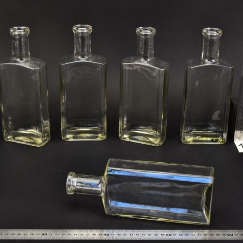 Set of five medium-sized flat glass petrol bottles – No. 1 Set of five medium-sized flat glass petrol bottles – No. 1