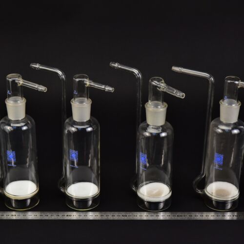 Set of four JENA RASOTHERM gas-washing bottles with sintered-glass discs – No. 1 Set of four JENA RASOTHERM gas-washing bottles with sintered-glass discs – No. 1