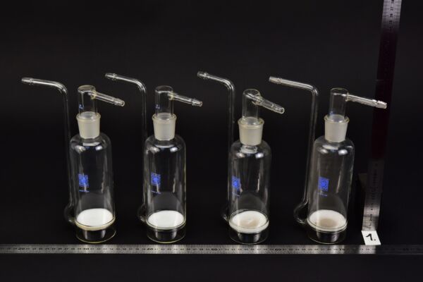 Set of four JENA RASOTHERM gas-washing bottles with sintered-glass discs – No. 1