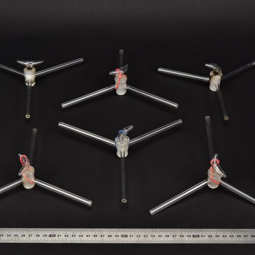 Set of six three-way laboratory glass stopcocks – No. 1