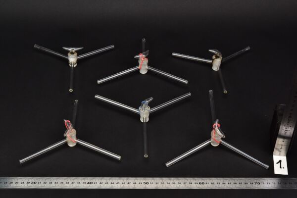 Set of six three-way laboratory glass stopcocks – No. 1