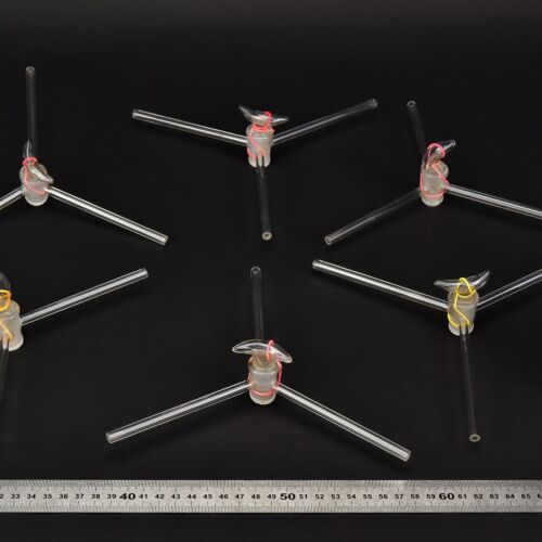 Set of six three-way laboratory glass stopcocks – No. 2