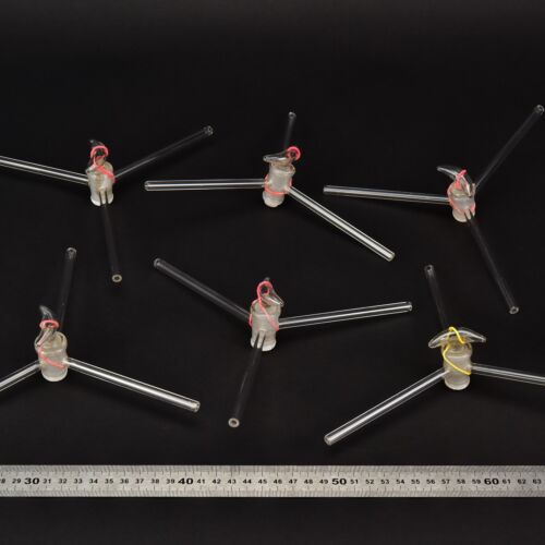 Set of six three-way laboratory glass stopcocks – No. 3