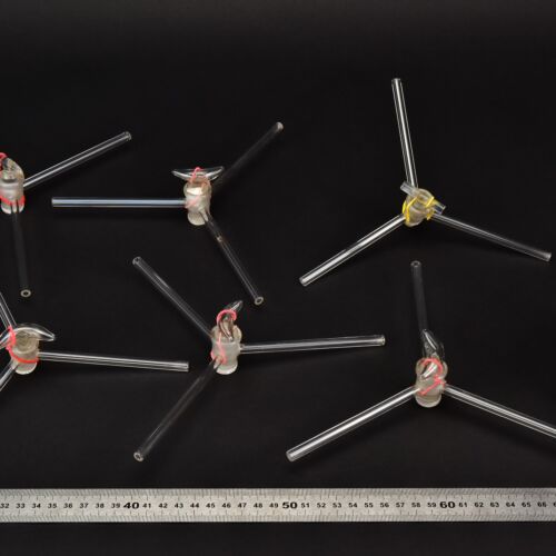 Set of six three-way laboratory glass stopcocks – No. 5