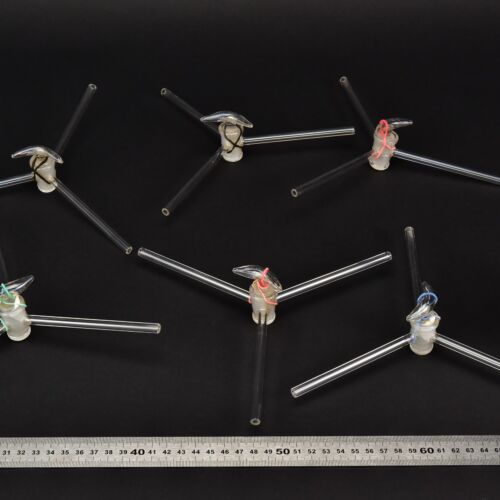 Set of six three-way laboratory glass stopcocks – No. 13