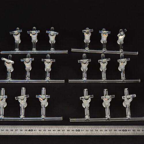 Set of six three-port laboratory glass manifolds with glass stopcocks – No. 4