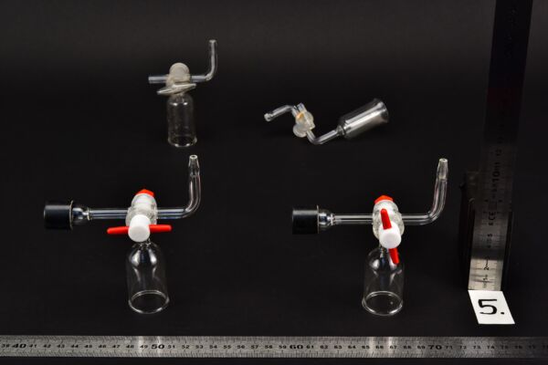 Set of four laboratory glass stopcock assemblies, assorted designs – No. 5 Set of four laboratory glass stopcock assemblies, assorted designs – No. 5