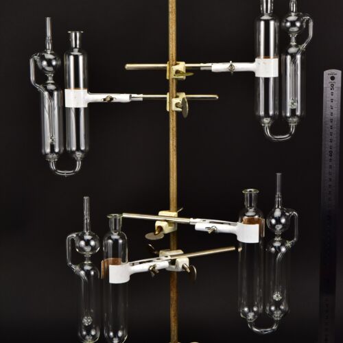 Set of four two-chamber glass gas absorption pipettes – No. 2 Set of four two-chamber glass gas absorption pipettes – No. 2