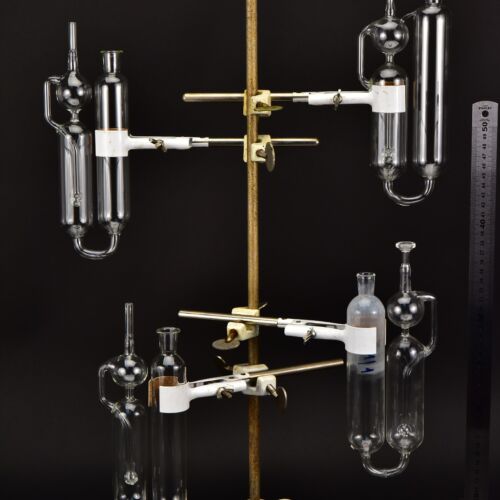 Set of four two-chamber glass gas absorption pipettes – No. 3 Set of four two-chamber glass gas absorption pipettes – No. 3