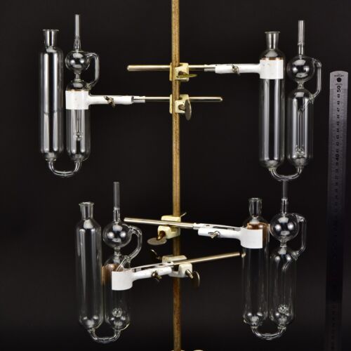 Set of four two-chamber glass gas absorption pipettes – No. 4 Set of four two-chamber glass gas absorption pipettes – No. 4
