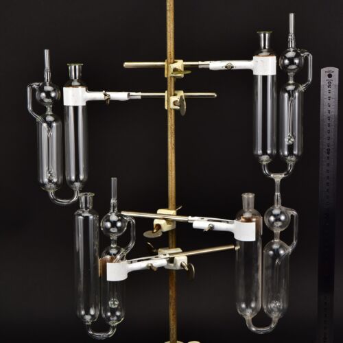 Set of four two-chamber glass gas absorption pipettes – No. 6 Set of four two-chamber glass gas absorption pipettes – No. 6