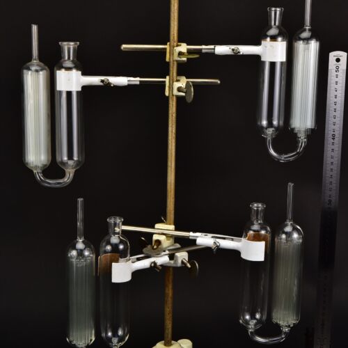 Set of four glass gas absorption pipettes with glass tube packing – No. 1 Set of four glass gas absorption pipettes with glass tube packing – No. 1