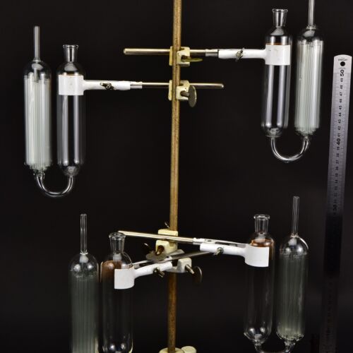 Set of four glass gas absorption pipettes with glass tube packing – No. 2 Set of four glass gas absorption pipettes with glass tube packing – No. 2