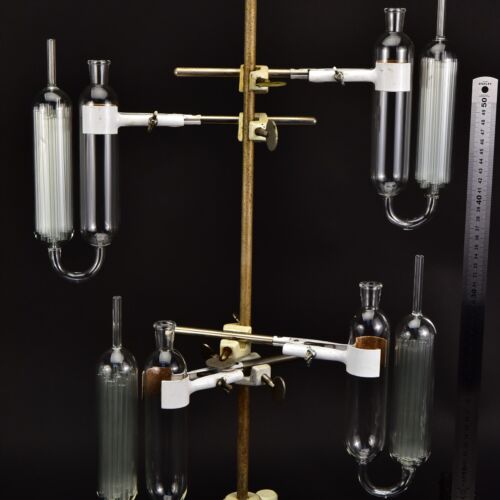 Set of four glass gas absorption pipettes with glass tube packing – No. 3 Set of four glass gas absorption pipettes with glass tube packing – No. 3