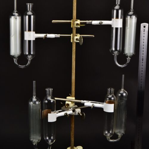Set of four glass gas absorption pipettes with glass tube packing – No. 4 Set of four glass gas absorption pipettes with glass tube packing – No. 4