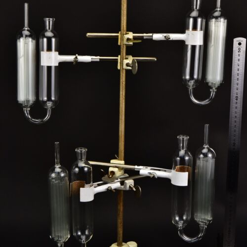 Set of four glass gas absorption pipettes with glass tube packing – No. 5 Set of four glass gas absorption pipettes with glass tube packing – No. 5