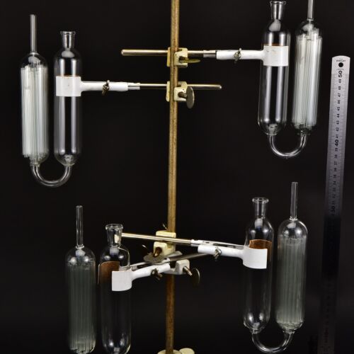 Set of four glass gas absorption pipettes with glass tube packing – No. 6 Set of four glass gas absorption pipettes with glass tube packing – No. 6