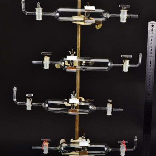 Set of four glass gas sampling tubes with twin stopcocks – No. 1 Set of four glass gas sampling tubes with twin stopcocks – No. 1