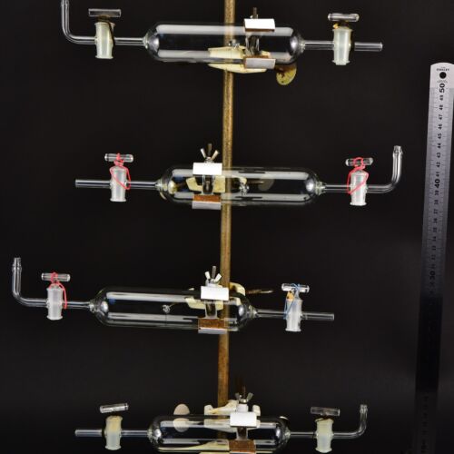 Set of four glass gas sampling tubes with twin stopcocks – No. 3 Set of four glass gas sampling tubes with twin stopcocks – No. 3