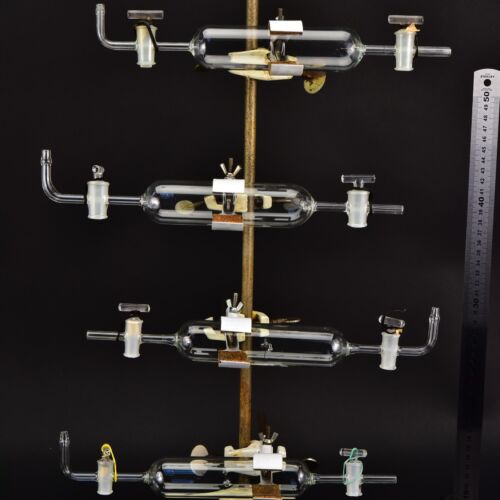 Set of four glass gas sampling tubes with twin stopcocks – No. 4 Set of four glass gas sampling tubes with twin stopcocks – No. 4