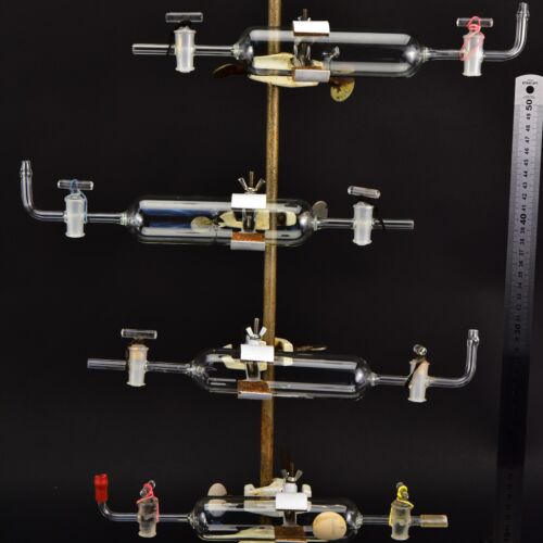 Set of four glass gas sampling tubes with twin stopcocks – No. 5 Set of four glass gas sampling tubes with twin stopcocks – No. 5