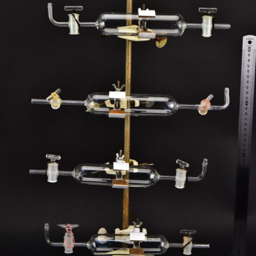 Set of four glass gas sampling tubes with twin stopcocks – No. 6 Set of four glass gas sampling tubes with twin stopcocks – No. 6