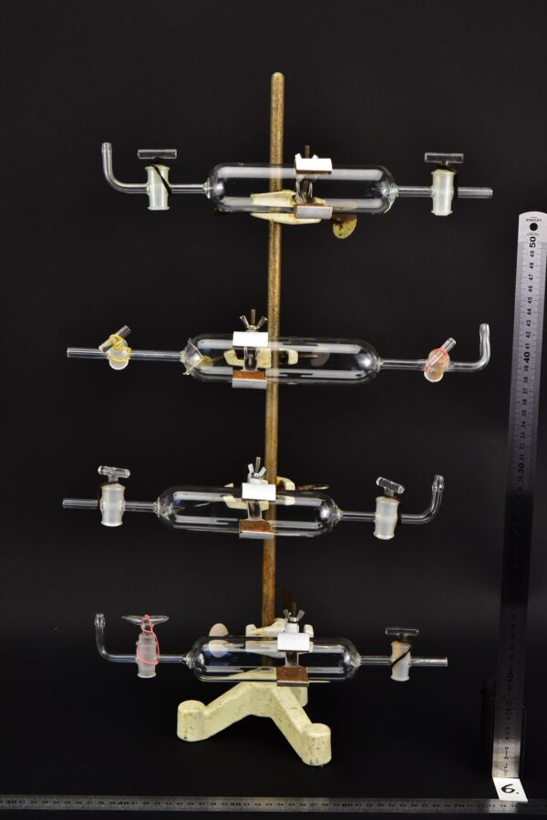 Set of four glass gas sampling tubes with twin stopcocks – No. 6 Set of four glass gas sampling tubes with twin stopcocks – No. 6