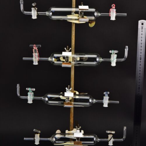 Set of four glass gas sampling tubes with twin stopcocks – No. 7 Set of four glass gas sampling tubes with twin stopcocks – No. 7
