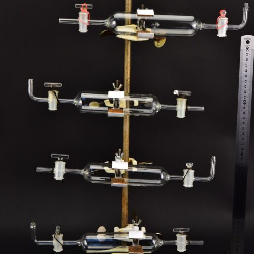 Set of four glass gas sampling tubes with twin stopcocks – No. 10 Set of four glass gas sampling tubes with twin stopcocks – No. 10