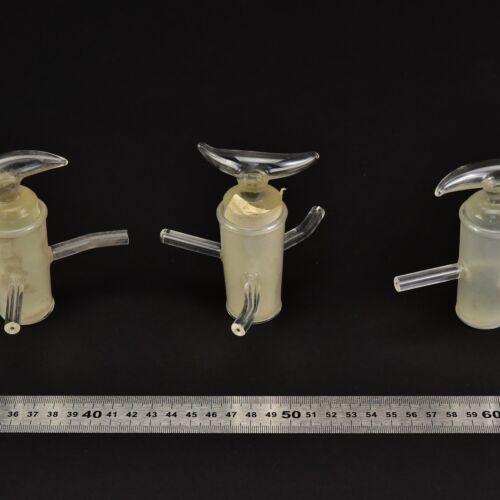 Three-way laboratory glass stopcocks with glass plugs – set of three Three-way laboratory glass stopcocks with glass plugs – set of three