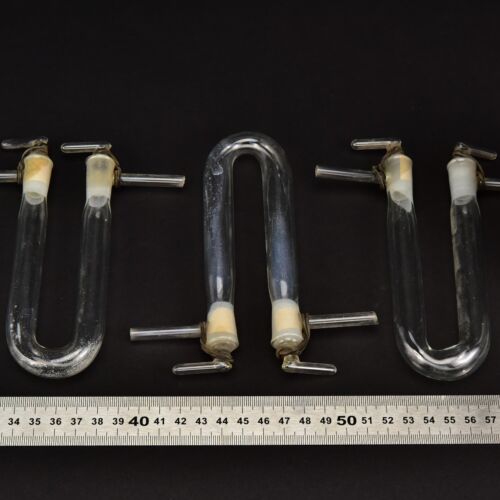 U-shaped drying tubes with two glass stopcocks – set of three – No. 2 U-shaped drying tubes with two glass stopcocks – set of three – No. 2