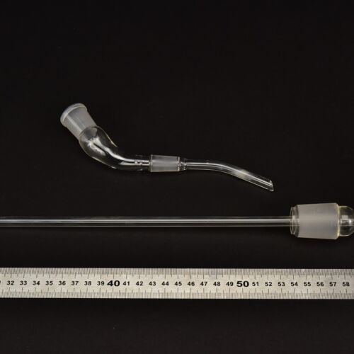 Bent glass adapter and long-stemmed ground-glass tube – set of two Bent glass adapter and long-stemmed ground-glass tube – set of two