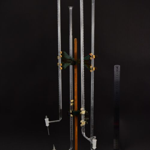 Long glass burettes with offset stopcocks – set of four – No. 5 Long glass burettes with offset stopcocks – set of four – No. 5