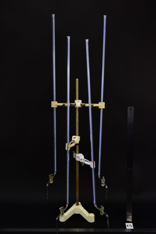 Long glass burettes with offset stopcocks – set of four – No. 13 Long glass burettes with offset stopcocks – set of four – No. 13