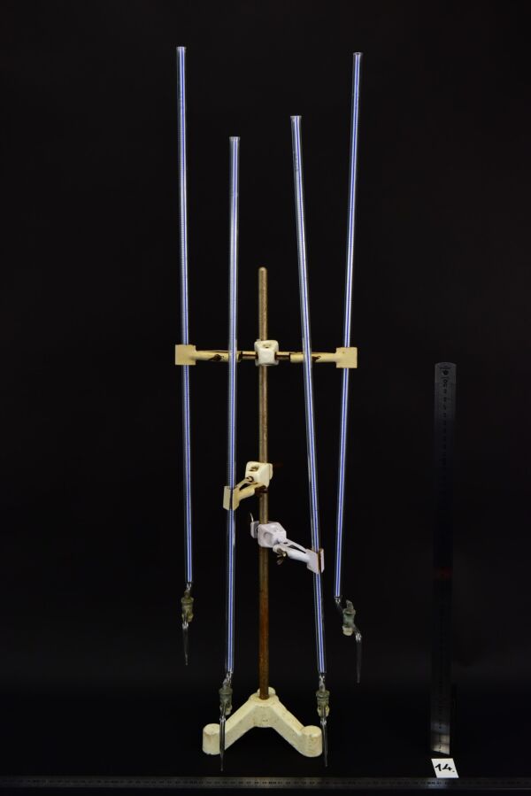 Long glass burettes with bottom stopcocks – set of four – No. 14