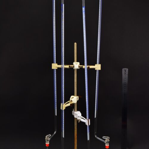 Long glass burettes with blue graduations – set of four – No. 4 Long glass burettes with blue graduations – set of four – No. 4