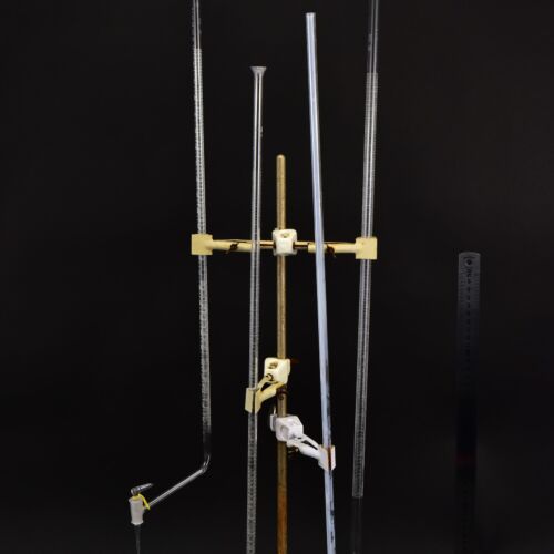 Long glass burettes with offset stopcocks – assorted set of four – No. 1 Long glass burettes with offset stopcocks – assorted set of four – No. 1