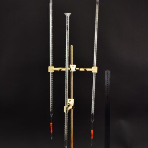 100 ml glass burettes with rubber-tube outlets – set of three – No. 4