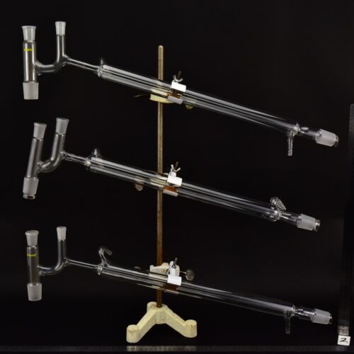 Claisen-type distillation bridges with Liebig condensers – set of three – No. 2 Claisen-type distillation bridges with Liebig condensers – set of three – No. 2